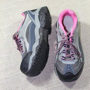 Brahma Sacha Women's Steel Toe Work Sneakers Safety Boots Leather Pink Gray